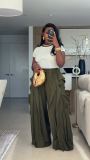 Solid Color Ruffles Patchwork Wide Leg Pants LSD-2720