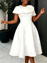 Plus Size Jacquard Short Sleeve Maxi Dress GKEN-ADR060334