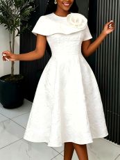 Plus Size Jacquard Short Sleeve Maxi Dress GKEN-ADR060334