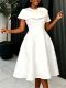 Plus Size Jacquard Short Sleeve Maxi Dress GKEN-ADR060334