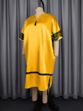 Bat Sleeve V Neck Satin Midi Dress GKEN-ADR060245