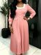 Plus Size Single Breasted Square Neck Maxi Dress GKEN-AM041206