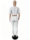 Polka Dot Print Holes Two Piece Pants Set YNSF-8032