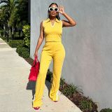 Polka Dot Print Sleeveless Top Two Piece Pants Set YNSF-8031