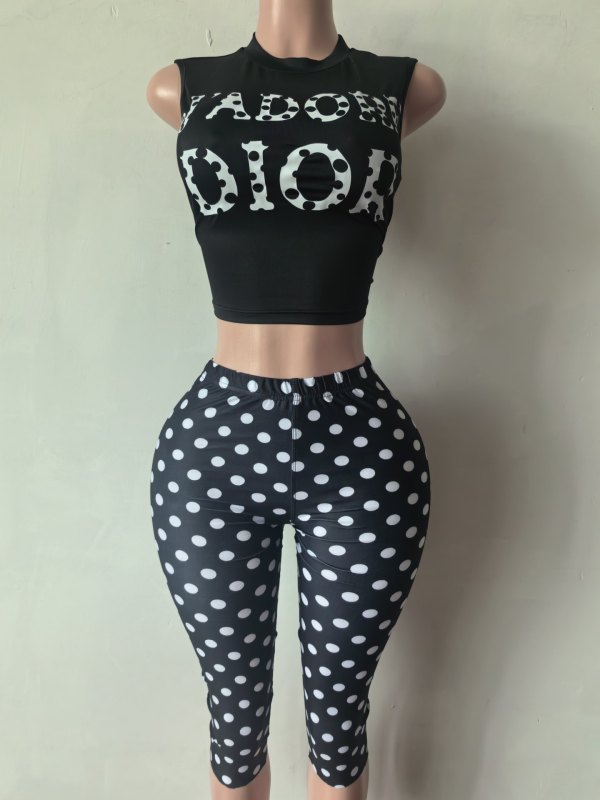 VIP1 Pre Order: About 7 work days shipping Letter Print Two Piece Shorts Set YUEM-202623