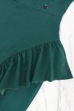 Short Sleeve Ruffles V Neck Midi Dress GYLY-11003