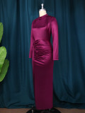 Plus Size Long Sleeve Split Maxi Dress GKEN-AM220851