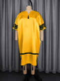 Bat Sleeve V Neck Satin Midi Dress GKEN-ADR060245