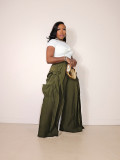 Solid Color Ruffles Patchwork Wide Leg Pants LSD-2720
