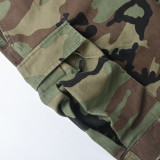 Zipper Camouflage Print Denim Short LSD-133811