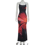 Print Backless Halterneck Maxi Dress GDSF-D26DS089