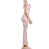 Polka Dots Print Halterneck Two Piece Pants Set GZJQ-K6S06706A