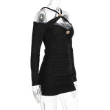 Long Sleeve Solid Color Mini Dress GWSD-D1995105