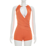 Sleeveless Backless Ruched Romper GDSF-J26RP124