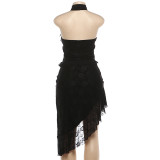Mesh Patchwork Sleeveless Two Piece Skirts Set GZJQ-K6S05395A