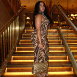 Leopard Print Sleeveless Maxi Dress GJYO-JD305233