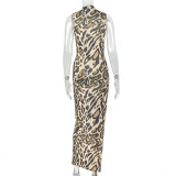 Leopard Print Sleeveless Maxi Dress GJYO-JD305233