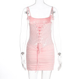 Sequin Patchwork Sling Bandage Dress GWSD-D1994998