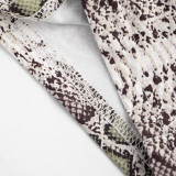 Snake Print Short Sleeve Tight Seventh Jumpsuit GDSF-J26JP152