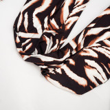 Print Halterneck Backless Two Piece Shorts Set MXBF-J26ST168