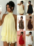Sleeveless Backless Mesh Mini Dress GWSD-D1995166