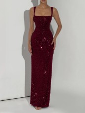Sexy Sequin Sling Maxi Dress GWSD-D1995141