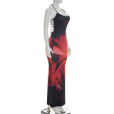 Print Backless Halterneck Maxi Dress GDSF-D26DS089
