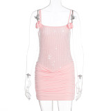 Sequin Patchwork Sling Bandage Dress GWSD-D1994998