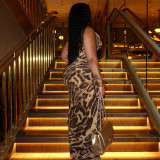 Leopard Print Sleeveless Maxi Dress GJYO-JD305233