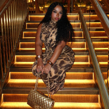 Leopard Print Sleeveless Maxi Dress GJYO-JD305233