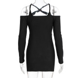 Long Sleeve Solid Color Mini Dress GWSD-D1995105