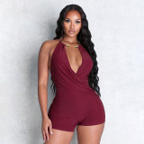 Sleeveless Backless Ruched Romper GDSF-J26RP124