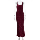 Sexy Sequin Sling Maxi Dress GWSD-D1995141