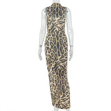 Leopard Print Sleeveless Maxi Dress GJYO-JD305233