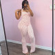 Polka Dots Print Halterneck Two Piece Pants Set GZJQ-K6S06706A