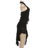 Mesh Patchwork Sleeveless Two Piece Skirts Set GZJQ-K6S05395A