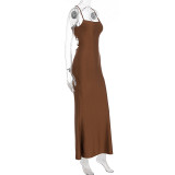 Backless Patchwork Tie Up Sling Maxi Dress GWSD-D4215601G