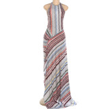 Halterneck Print Backless Maxi Dress DLSF-K6D06807A
