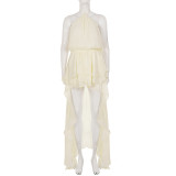 Solid Color Irregular Chiffon Midi Dress GPKJ-MR48741