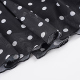 Polka Dots Print Mesh Mini Skirts GPKJ-MR48956