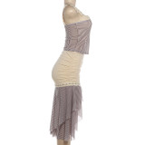 Stripe Color Stripe Patchwork Two Piece Skirts Set DLSF-K6S06216A