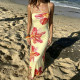 Print Contrast Color Backless Sling Maxi Dress GPKJ-MR48657