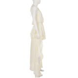 Solid Color Irregular Chiffon Midi Dress GPKJ-MR48741