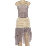 Stripe Color Stripe Patchwork Two Piece Skirts Set DLSF-K6S06216A