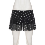 Polka Dots Print Mesh Mini Skirts GPKJ-MR48956