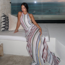 Halterneck Print Backless Maxi Dress DLSF-K6D06807A