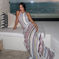 Halterneck Print Backless Maxi Dress DLSF-K6D06807A