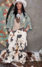 Plus Size Cow Print Loose Jeans GYLN-8094