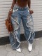 Plus Size Wave Edge Holes Jeans GYLN-1836
