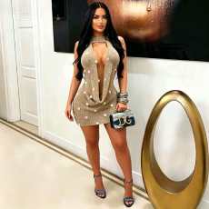 Backless Knits Sequin Mini Dress TR-1367